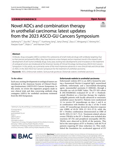 Pdf Novel Adcs And Combination Therapy In Urothelial Carcinoma