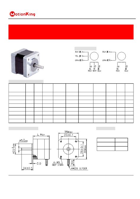 Hs Datasheet Pages Motionking Phase Hybrid Stepper Motor