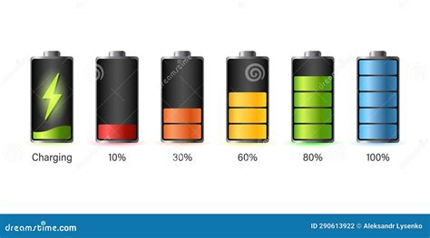 Realistic Alkaline Battery Set Icon In Flat Style Different Size