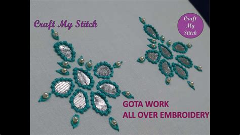 Gota Work All Over Embroidery Gota Patti Hand Embroidery Youtube