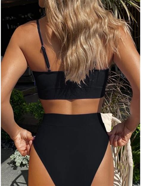 Buy Shein Ruched Bust High Waisted Bikini Swimsuit Online Topofstyle