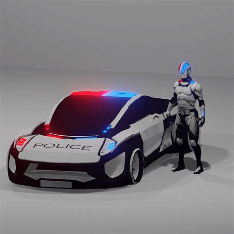 Futuristic Police Car And Cop Free 3d Model On Creazilla