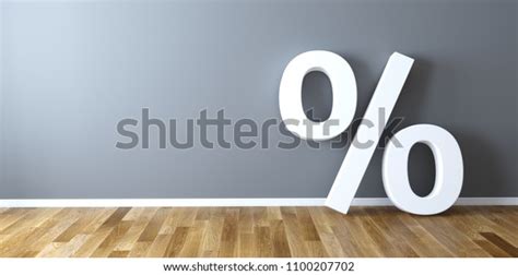 Percentage Sign Leaning On Wall 3d Rendering