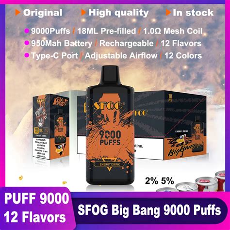 Original Puff 9000 SFOG Big Bang 9000 Puff Vapes Disposable Puff 10k