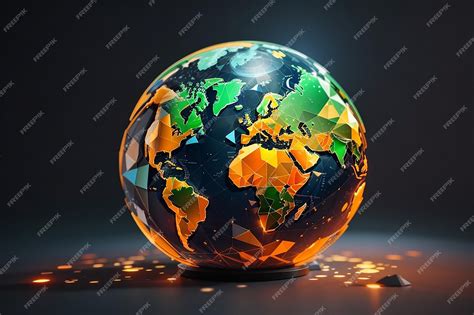 Premium Ai Image Futuristic Glowing Low Polygonal Planet Earth Globe