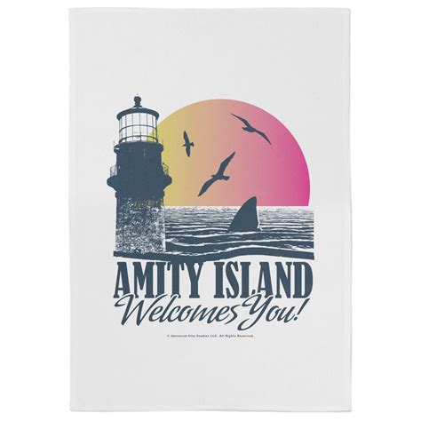 Jaws Amity Island Tea Towel Homeware Zavvi Uk