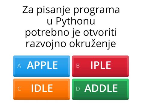 Pisanje programa u Pythonu - Quiz
