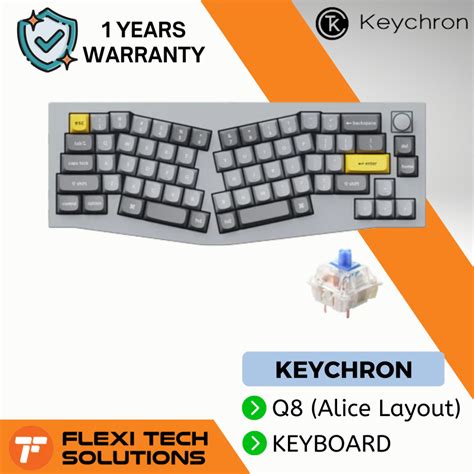 Flexi Tech KEYCHRON Q8 Alice Layout Hot Swap RGB Fully Assembled Knob