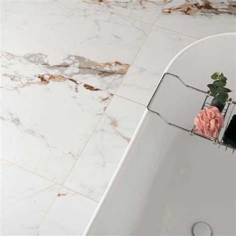 Barnaby White Marble Effect Large Matt Wall Floor Tiles Tile Mountain