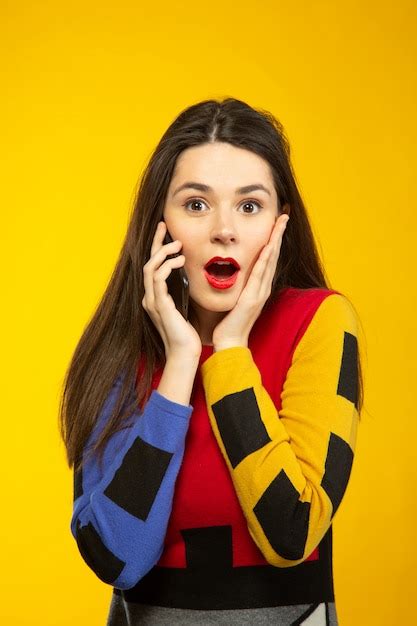 Free Photo Woman Surprised While Talking By Phone