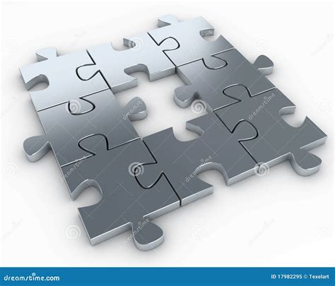 Puzzle Pieces With A Missing Piece In The Middle Stock Illustration