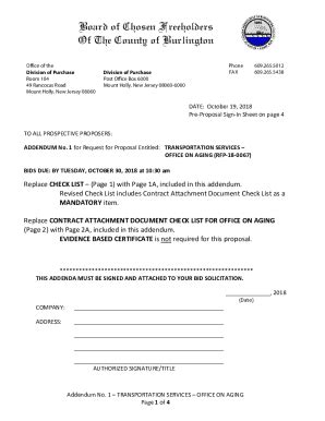 Fillable Online Bcnj Co Burlington Nj Pre Proposal Sign In Sheet On