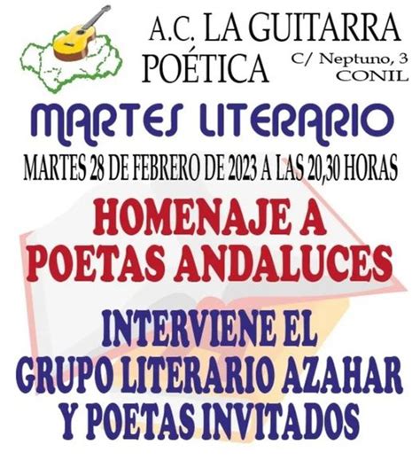 Martes Literario Homenaje A Poetas Andaluces Toconil