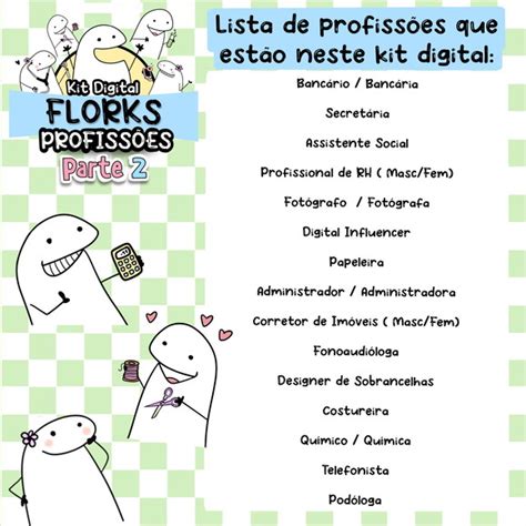 Kit Flork Profissões 2 Arquivos Digitais Ilustrações PNG Art