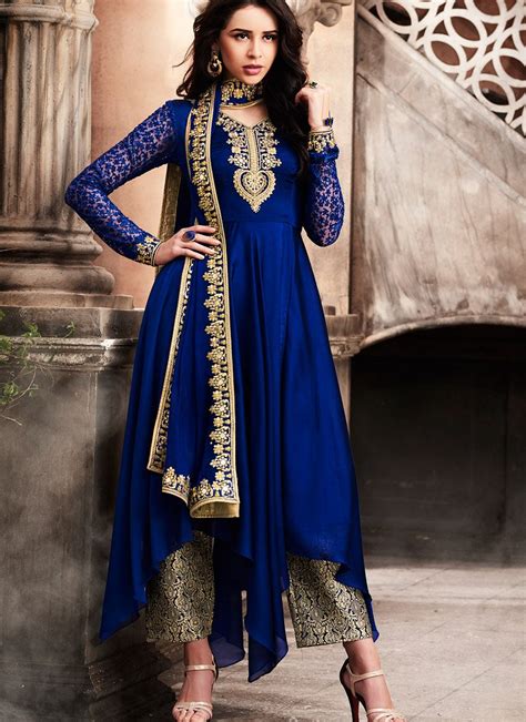 Buy Navy Blue Silk Wedding Anarkali In Uk Usa And Canada