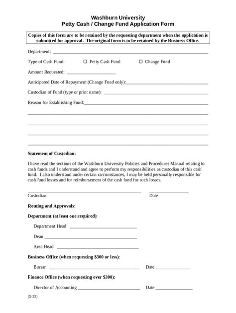 Petty Cash And Change Fund Request Doc Template Pdffiller