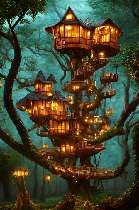 Fantasy Treehouse 1 Forest Woods Trees Digitalart In 2023