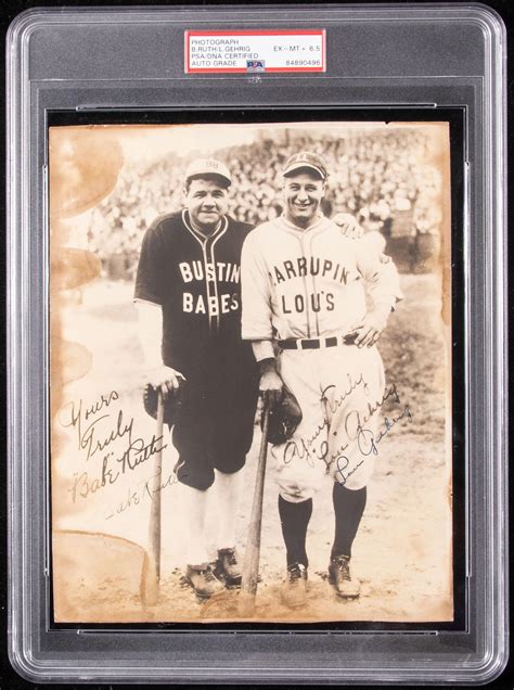 At Auction Babe Ruth And Lou Gehrig Autographed Photograph Psa Dna