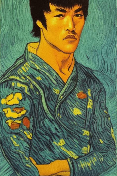 Gráfico de Bruce Lee e Van Gogh Creative Fabrica