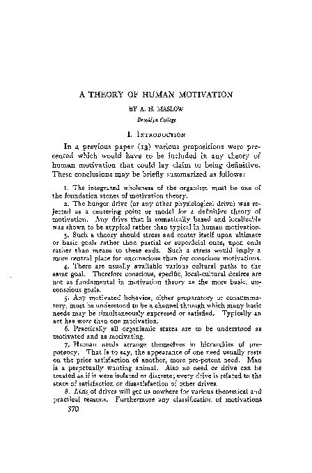 (PDF) Maslow theory of motivation