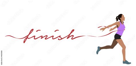 Winning Female Athlete Crosses The Finish Line With Finish Letter