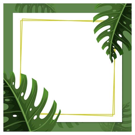 Premium Vector Square Frame With Tropical Green Leaves