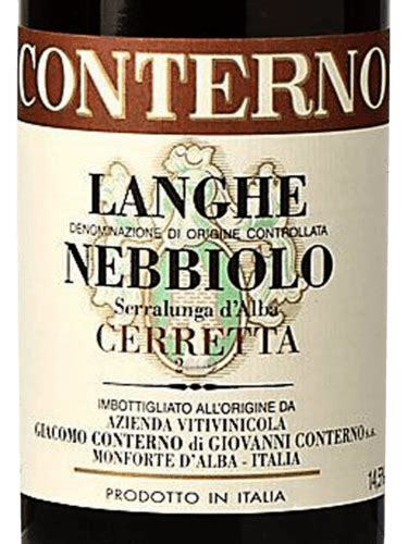 1997 Giacomo Conterno Nebbiolo Langhe Cerretta Vivino US