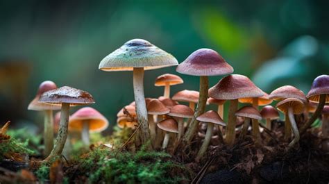 Un grupo de hongos están en un bosque Foto Premium