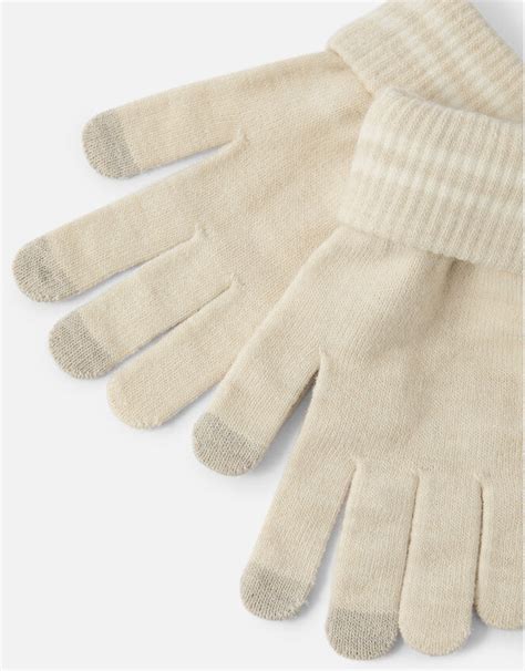 Varsity Stripe Gloves Natural Gloves Accessorize Global