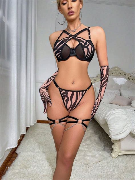 Sexy Dessous Set Bestehend Aus Einem Durchsichtigen Bh Einem Tanga