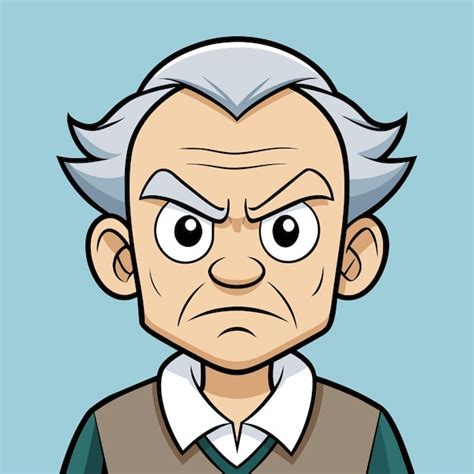 Una Caricatura De Un Anciano Con Cabello Gris Y Un Fondo Azul Vector