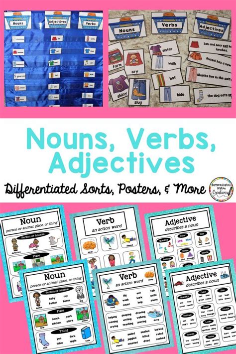 Nouns Verbs Adjectives Sorts Parts Of Speech Posters Word Sorts Flip Books Worksheets