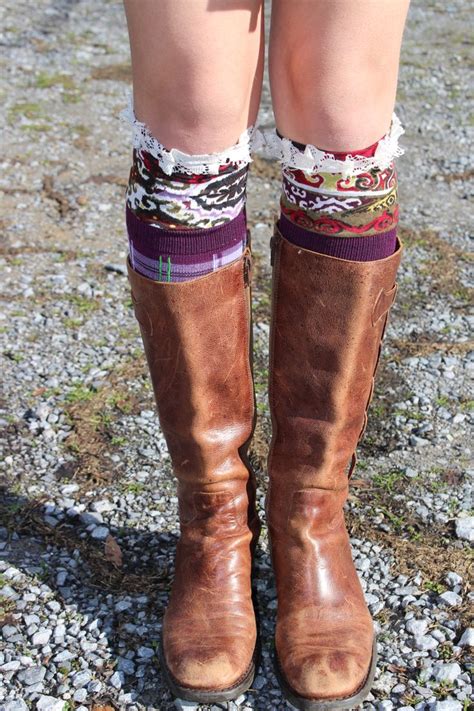 Purple Hippie Boot Socks Bohemian Gypsy Style Boho Shoe Boots Shoes Sandals Hippie Boots