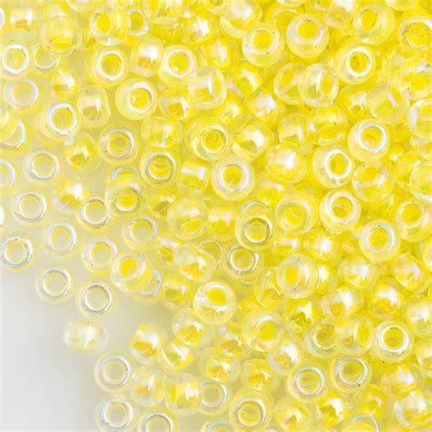 Miyuki Round Seed Beads 60 Inside Color Lined Light Yellow Ab 273 Aura Crystals Llc