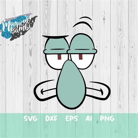 Squidward Face Svg Sandy Cut File Spongebob Square Pants Etsy