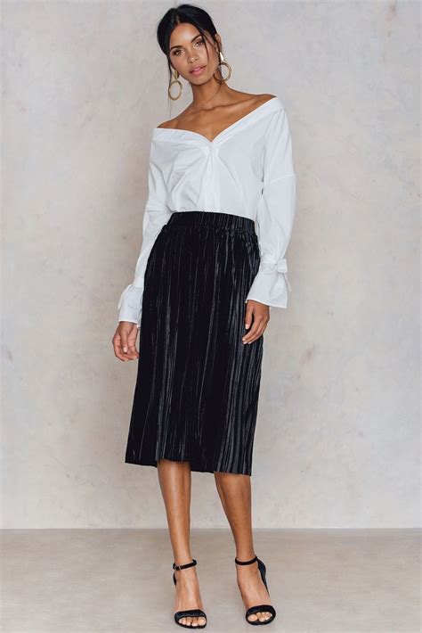 Pleated Velvet Midi Skirt Velvet Midi Skirt Black Midi Skirt Black