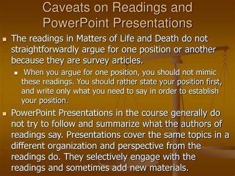 PPT Caveats On Readings And PowerPoint Presentations PowerPoint