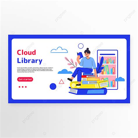 Cloud Library Concept Online Reading Service Banner Template Download ...