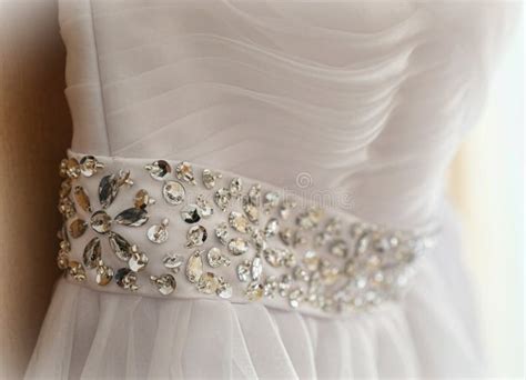 Silver Belt on Wedding Dress Stock Photo - Image of belt, bride: 139858468