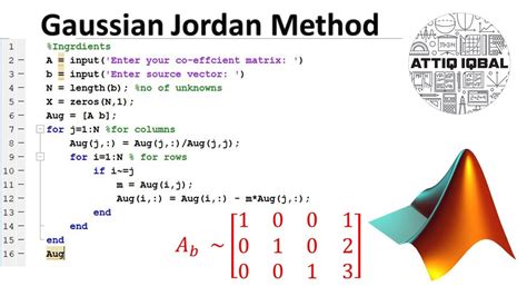 Gauss Jordan Method With Matlab Code Youtube