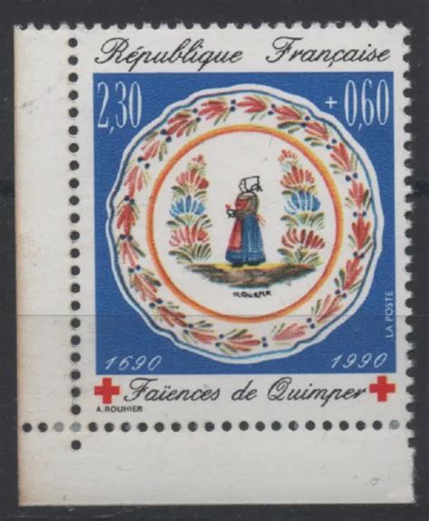 FRANCE 1990 N2646 CROIX ROUGE FAïENCE DE QUIMPER ISSU DE CARNET