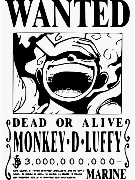 "Luffy Wanted Poster - Black Vector - No Background" Sticker for Sale by InkStop | Redbubble