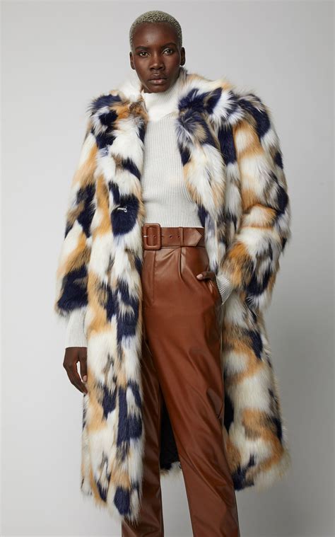 Givenchy Oversized Patchwork Effect Faux Fur Coat Fur Coat Faux Fur