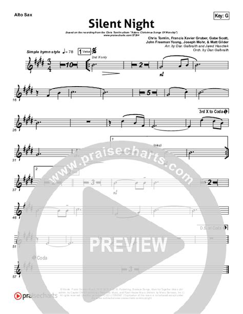 Silent Night Alto Sax Sheet Music Pdf Chris Tomlin Kristyn Getty