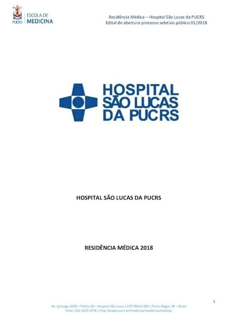 PDF HOSPITAL SÃO LUCAS DA PUCRS RESIDÊNCIA MÉDICA 2018 2019 9 28