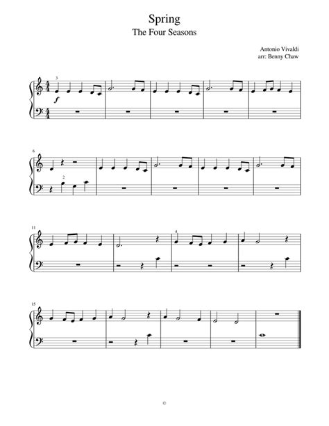 Spring (Vivaldi) Sheet music for Piano (Solo) Easy | Musescore.com