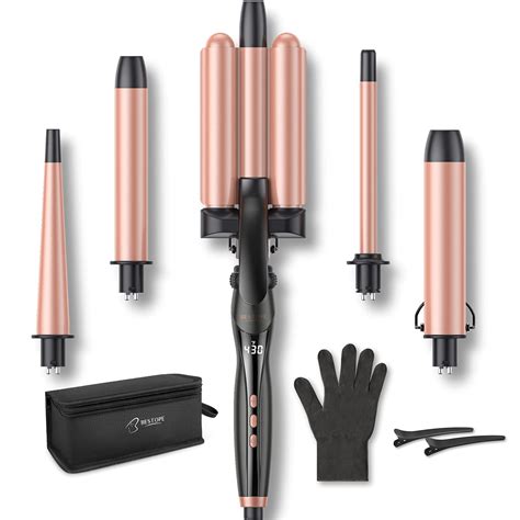 Buy Waver Curling Iron Wand 5 In 1 Curling Wand Set With 3 Barrel Crimper Hair Iron For Women