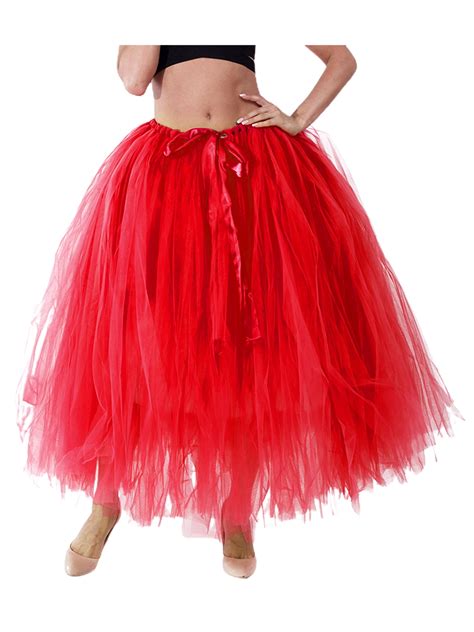 Princess Long Skirt Lady Tulle Tutu Puffy Skirt Layered Rainbow Party