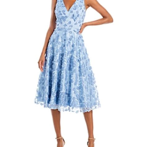 Eliza J Dresses Eliza J 3dfloral Fit Flare Midi Dress In Sky Blue