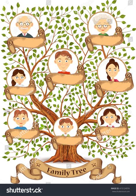 Family Tree Portraits Family Members Illustration Stock Illustration ...